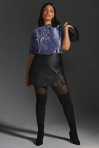 Pilcro Velveteen Mock Neck Top
