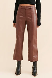 Avec Les Filles Vegan Leather Wide Leg Crop Pants