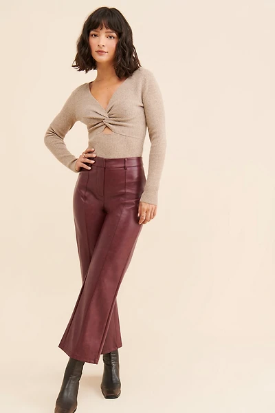 Avec Les Filles Vegan Leather Wide Leg Crop Pants
