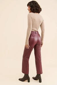 Avec Les Filles Vegan Leather Wide Leg Crop Pants