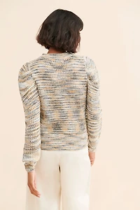 En Saison Puff-Sleeve Knit Sweater