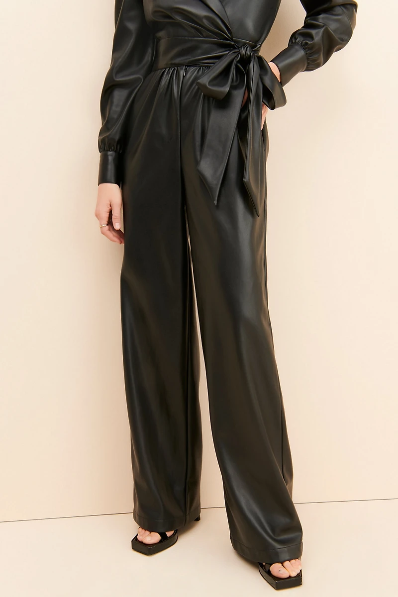 Bellevue Vegan Leather Wrap Jumpsuit