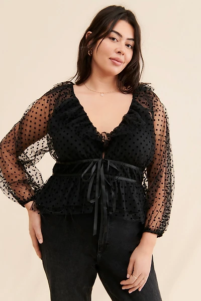 4SI3NNA Chantria Polka Dot Top