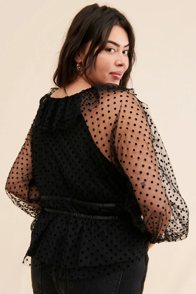 4SI3NNA Chantria Polka Dot Top