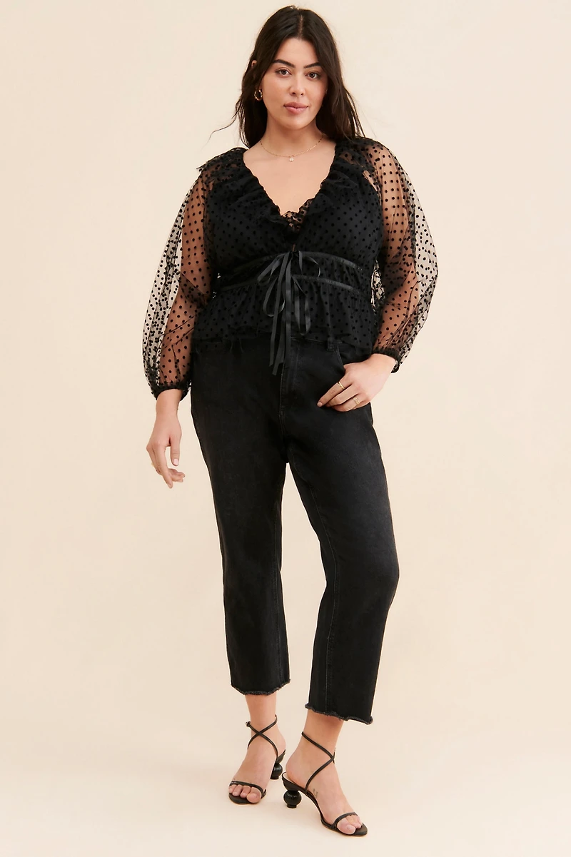 4SI3NNA Chantria Polka Dot Top