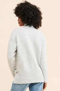 Flat White Rib Turtleneck Pullover