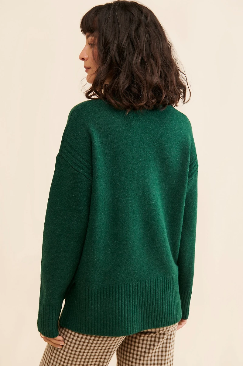 Flat White Rib Turtleneck Pullover