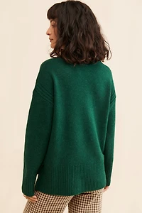 Flat White Rib Turtleneck Pullover