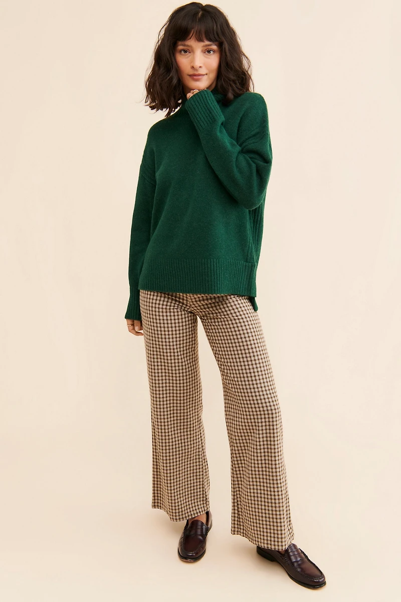 Flat White Rib Turtleneck Pullover