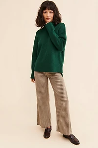 Flat White Rib Turtleneck Pullover