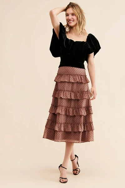 Rachel Parcell Tiered Ruffle Midi Skirt