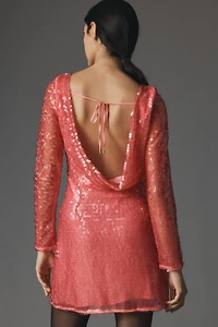 Sequin Drape-Back Mini Dress