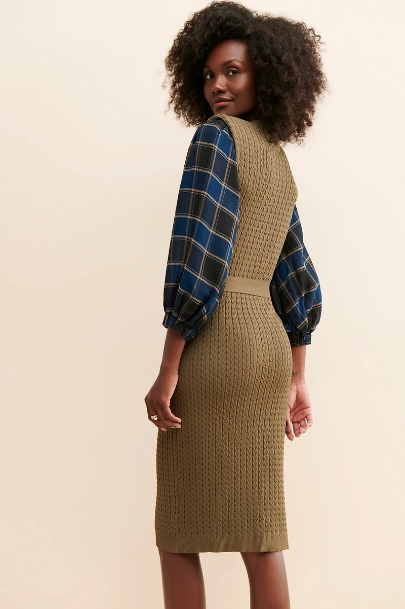 Current Air Knit Plaid Sweater Dress