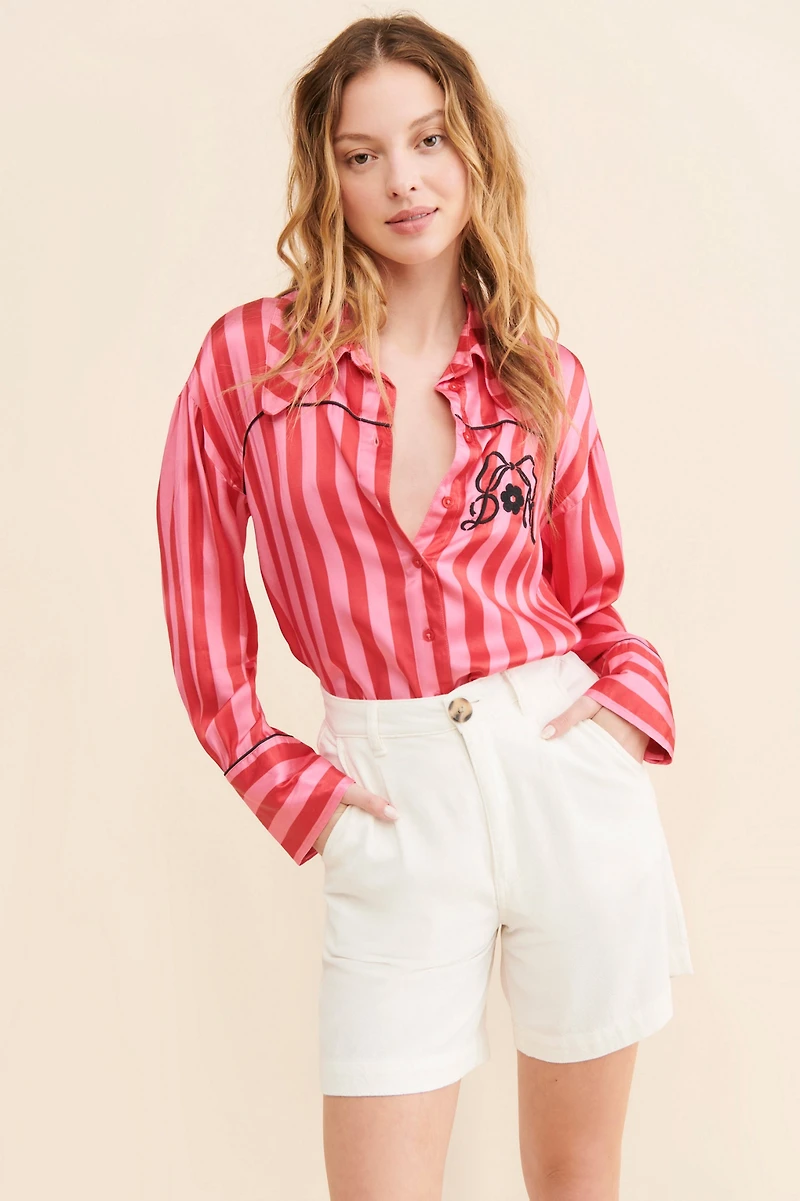 Damson Madder Joni Stripe Satin Shirt