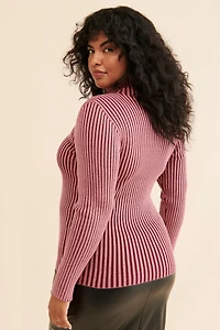 Eloquii Two Toned Ribbed Sweater