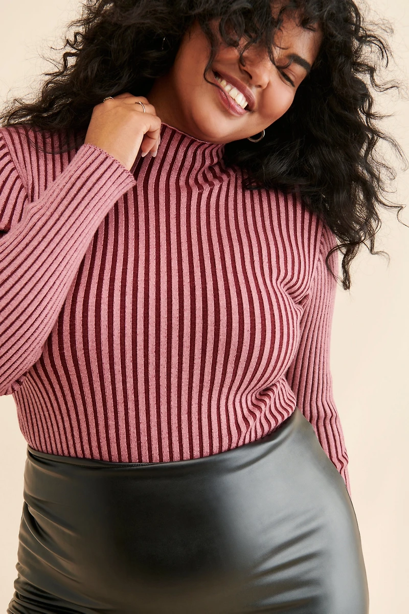 Eloquii Two Toned Ribbed Sweater