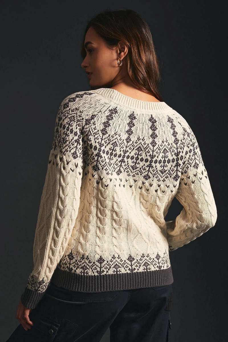 Cable-Knit Fair Isle Sweater