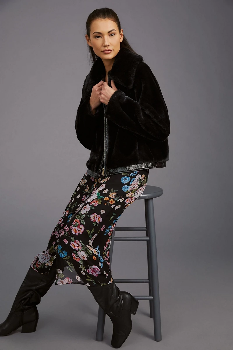 Maeve Zip Up Faux Fur Jacket