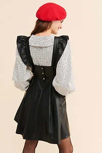 Maeve Ruffled Vegan Leather Mini Dress
