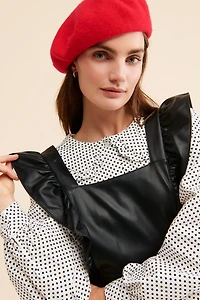 Maeve Ruffled Vegan Leather Mini Dress