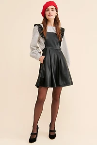 Maeve Ruffled Vegan Leather Mini Dress