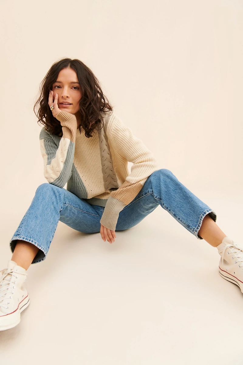 Few Moda Contrast Cable Pullover