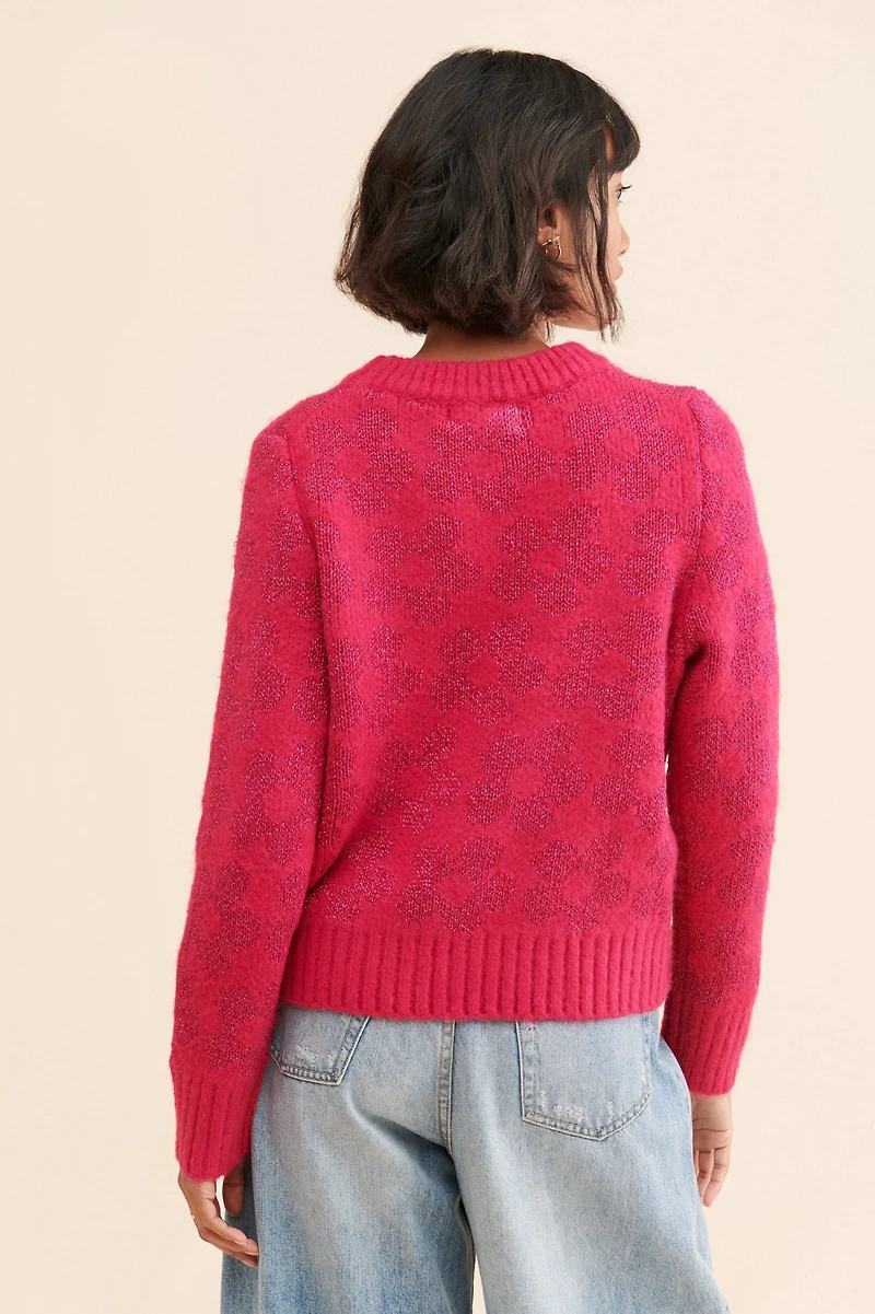 En Saison Metallic Floral Sweater
