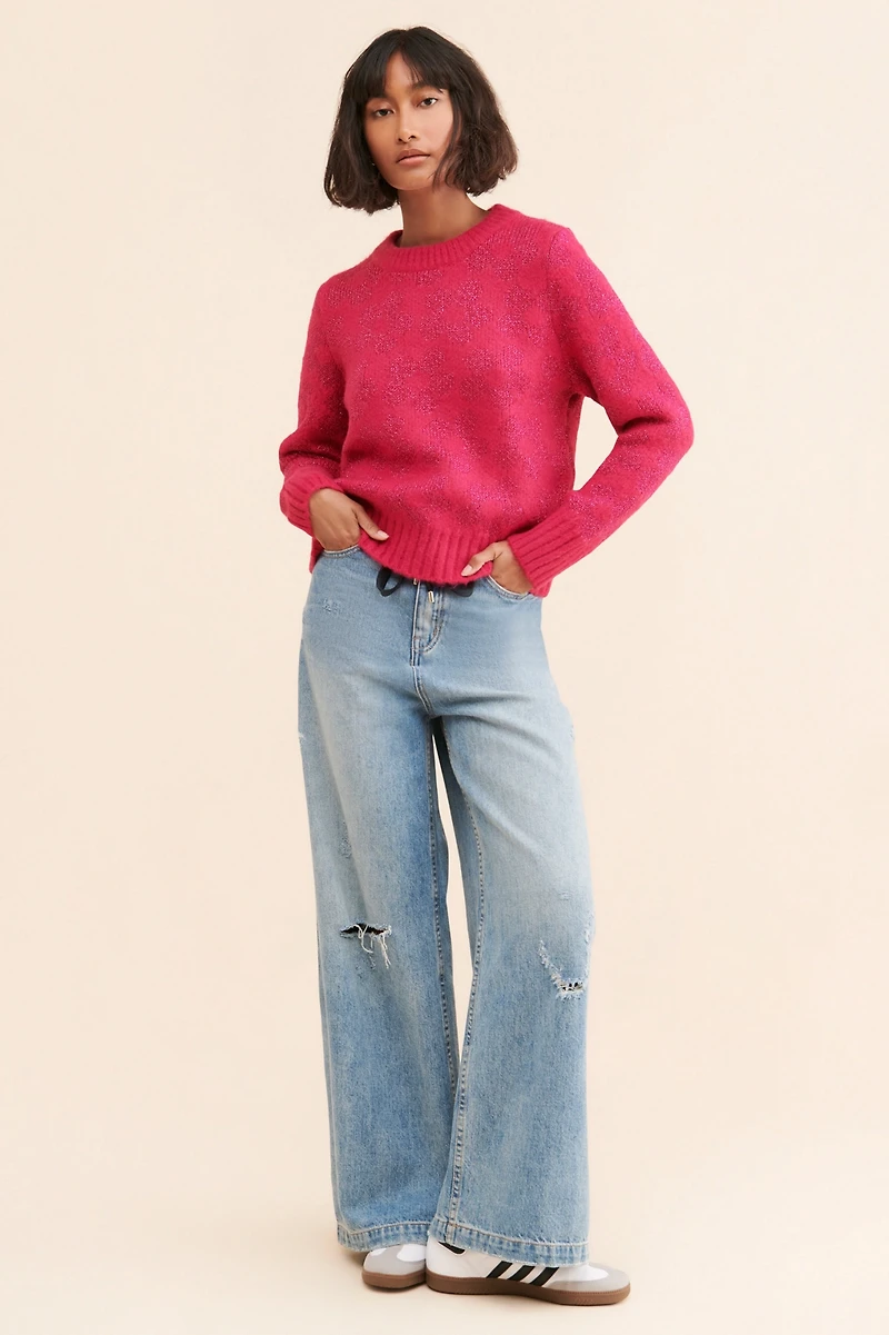 En Saison Metallic Floral Sweater