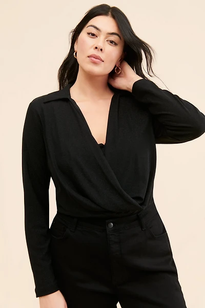 Eloquii Sparkle Knit Cowl Neck Bodysuit