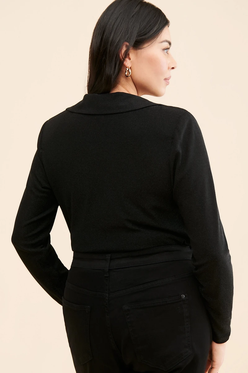 Eloquii Sparkle Knit Cowl Neck Bodysuit