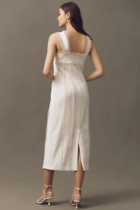 BHLDN Sleeveless Square-Neck Scallop-Trim Slim Midi Dress