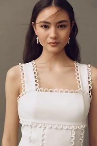 BHLDN Sleeveless Square-Neck Scallop-Trim Slim Midi Dress