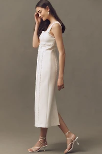 BHLDN Sleeveless Square-Neck Scallop-Trim Slim Midi Dress