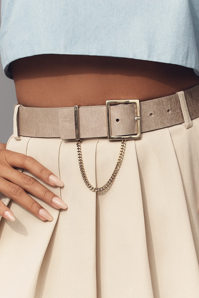 Streets Ahead Gold Chain Leather Belt