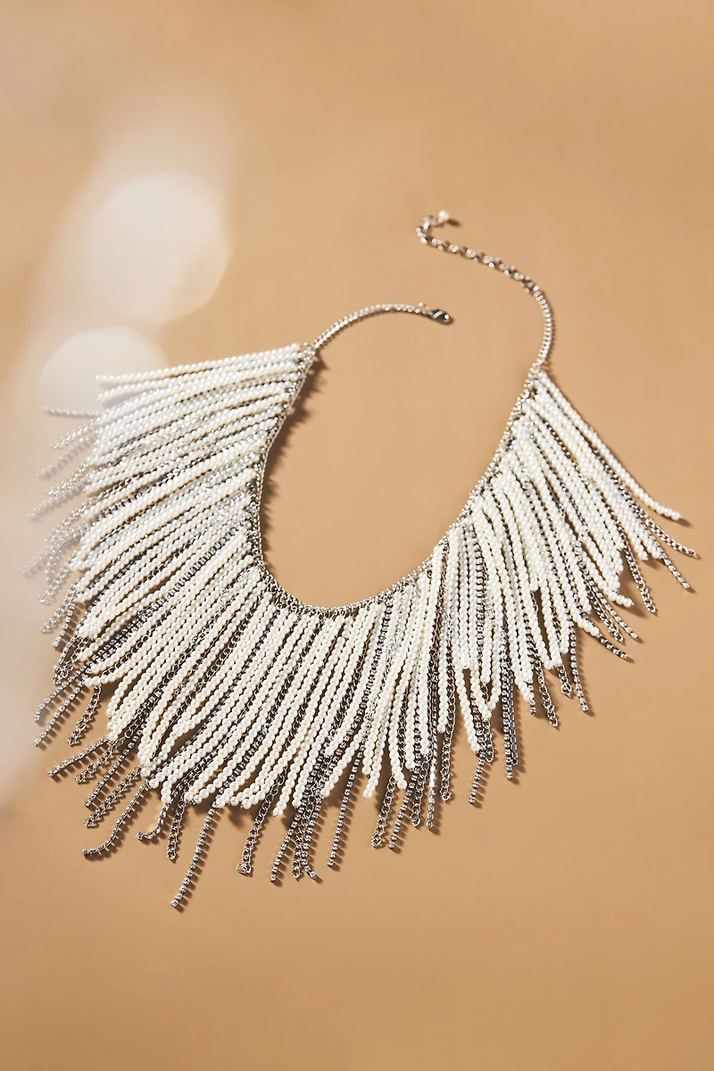 Vieste Rosa Sensational Sparkle & Pearl Fringe Necklace