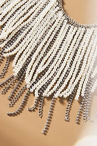 Vieste Rosa Sensational Sparkle & Pearl Fringe Necklace