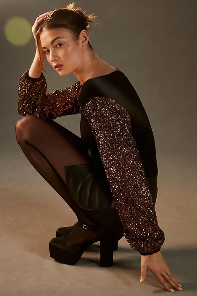 Bl-nk Sequin-Sleeve Sweater