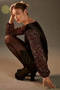 Bl-nk Sequin-Sleeve Sweater