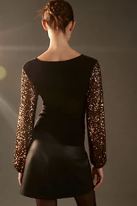 Bl-nk Sequin-Sleeve Sweater