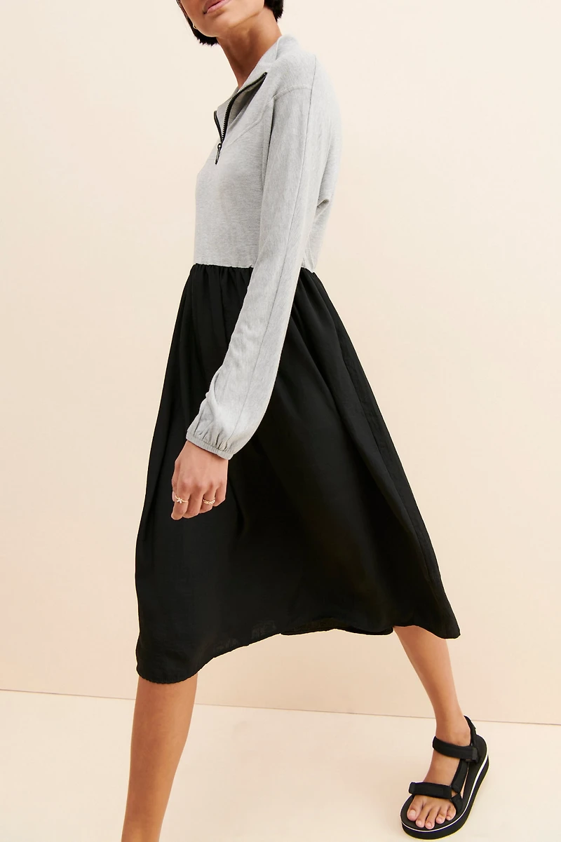 Amadi Mixed Media Quarter Zip Dress