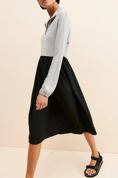 Amadi Mixed Media Quarter Zip Dress