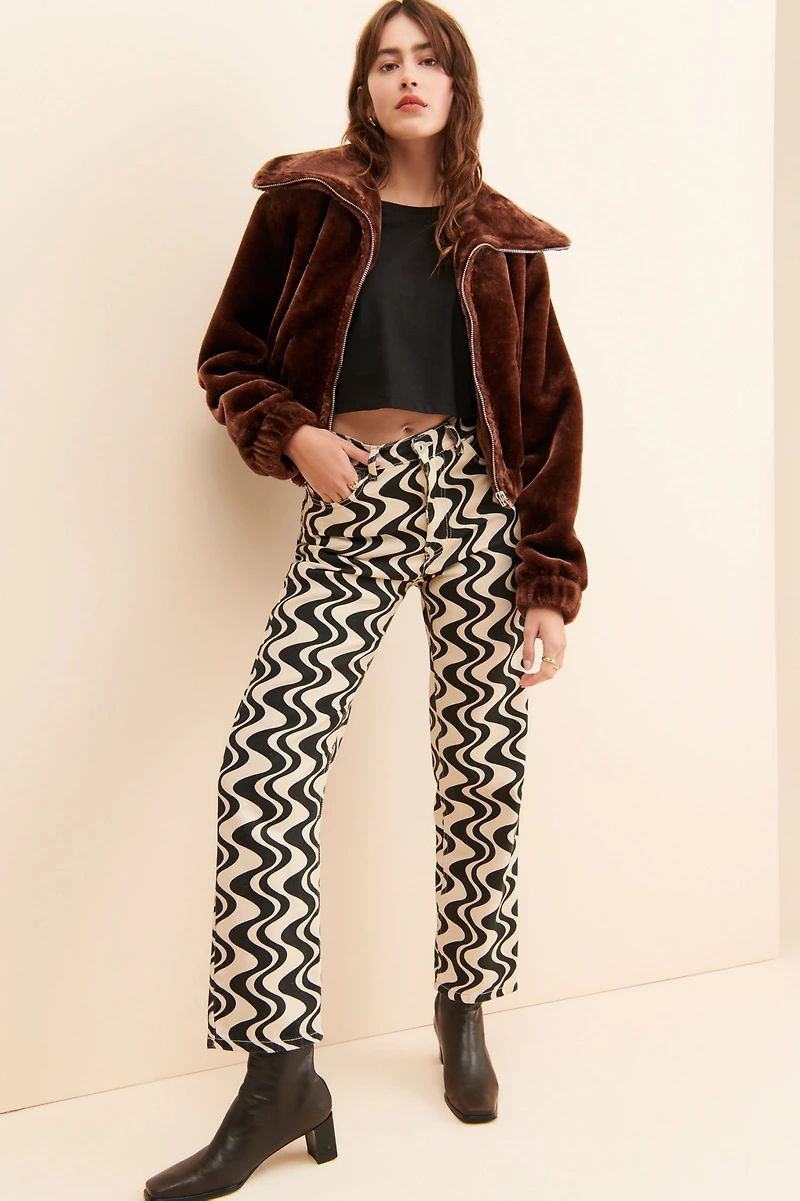 [BLANKNYC] Self Care Faux Fur Bomber