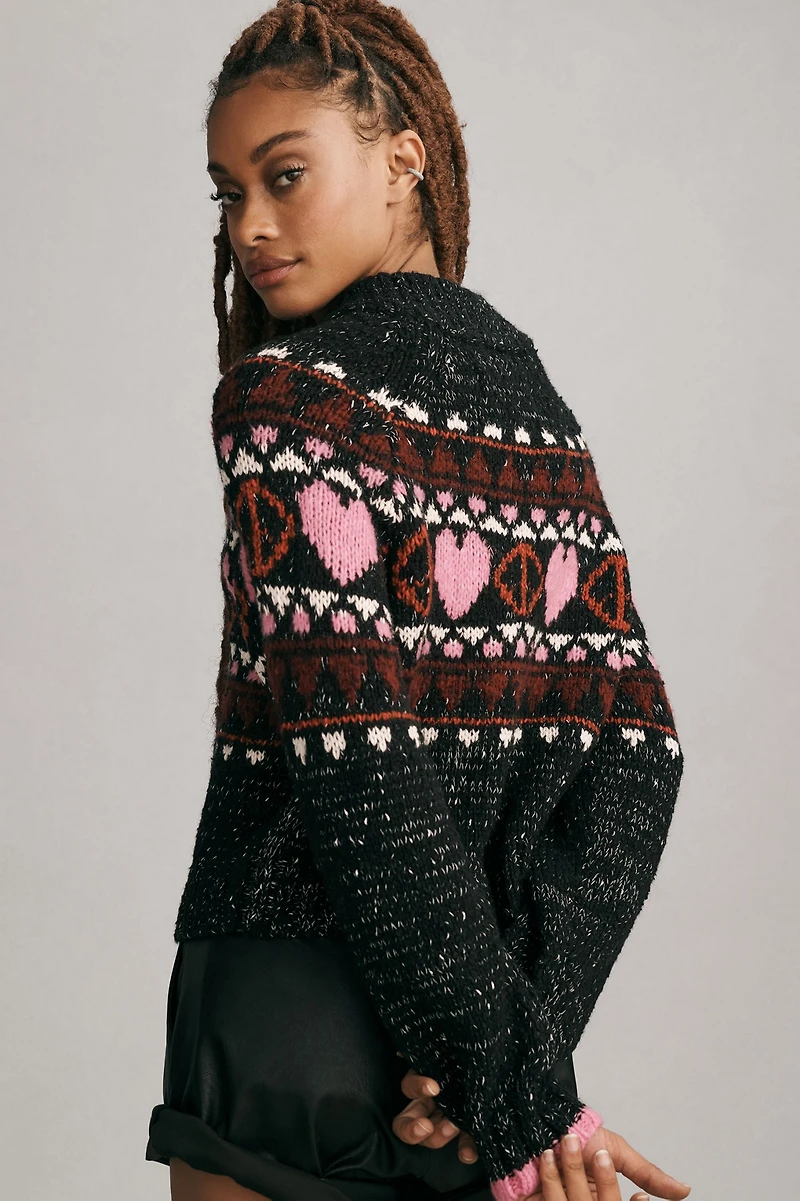 Peace Love Icon Zip-Up Sweater