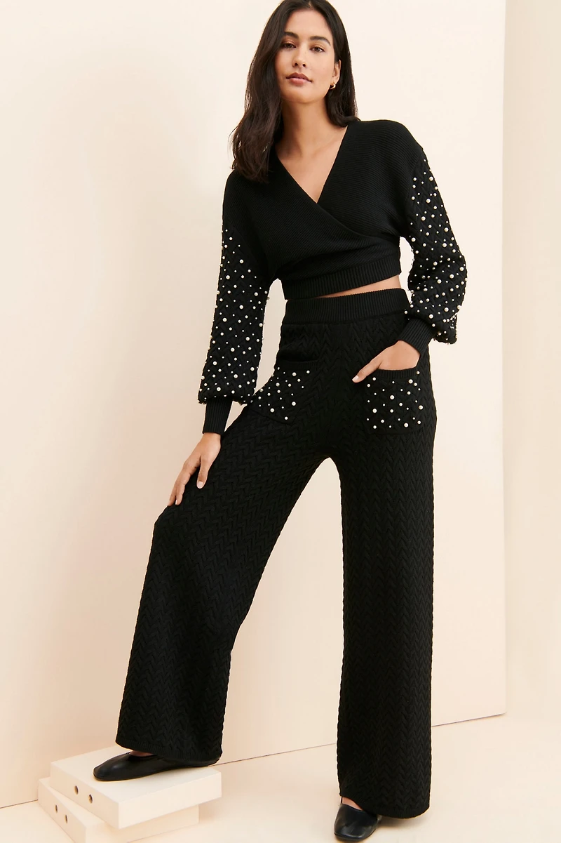 4SI3NNA Faux Pearl Pants