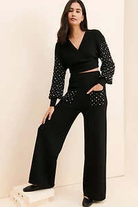 4SI3NNA Faux Pearl Pants