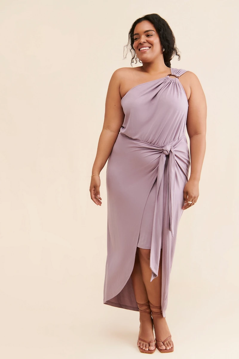 Eloquii One-Shoulder Wrap Skirt Dress