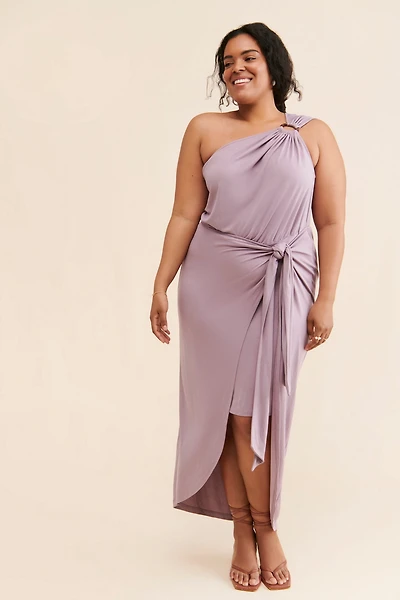 Eloquii One-Shoulder Wrap Skirt Dress