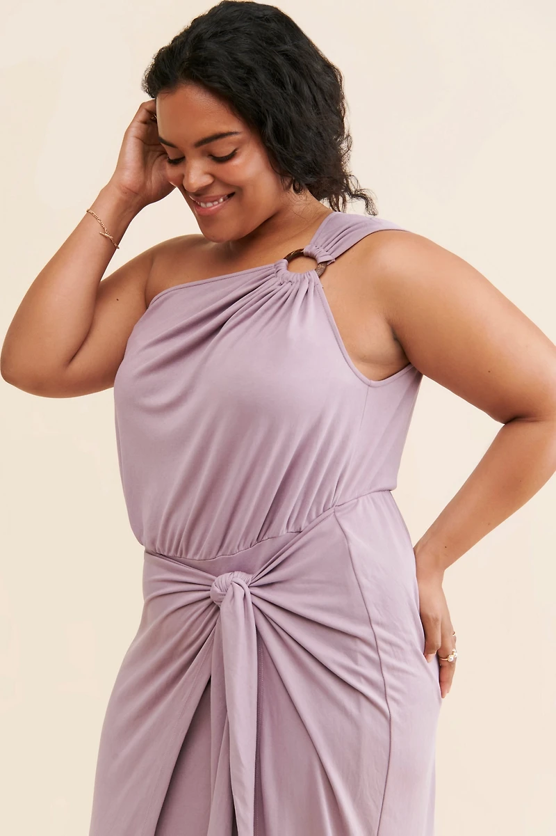 Eloquii One-Shoulder Wrap Skirt Dress
