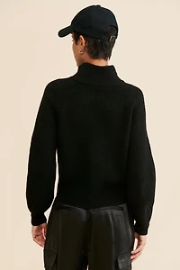 Flat White Mixed Media Zip-Up Sweater