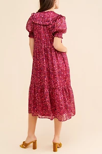 Du Paradis Ruffle Shoulder Midi Dress